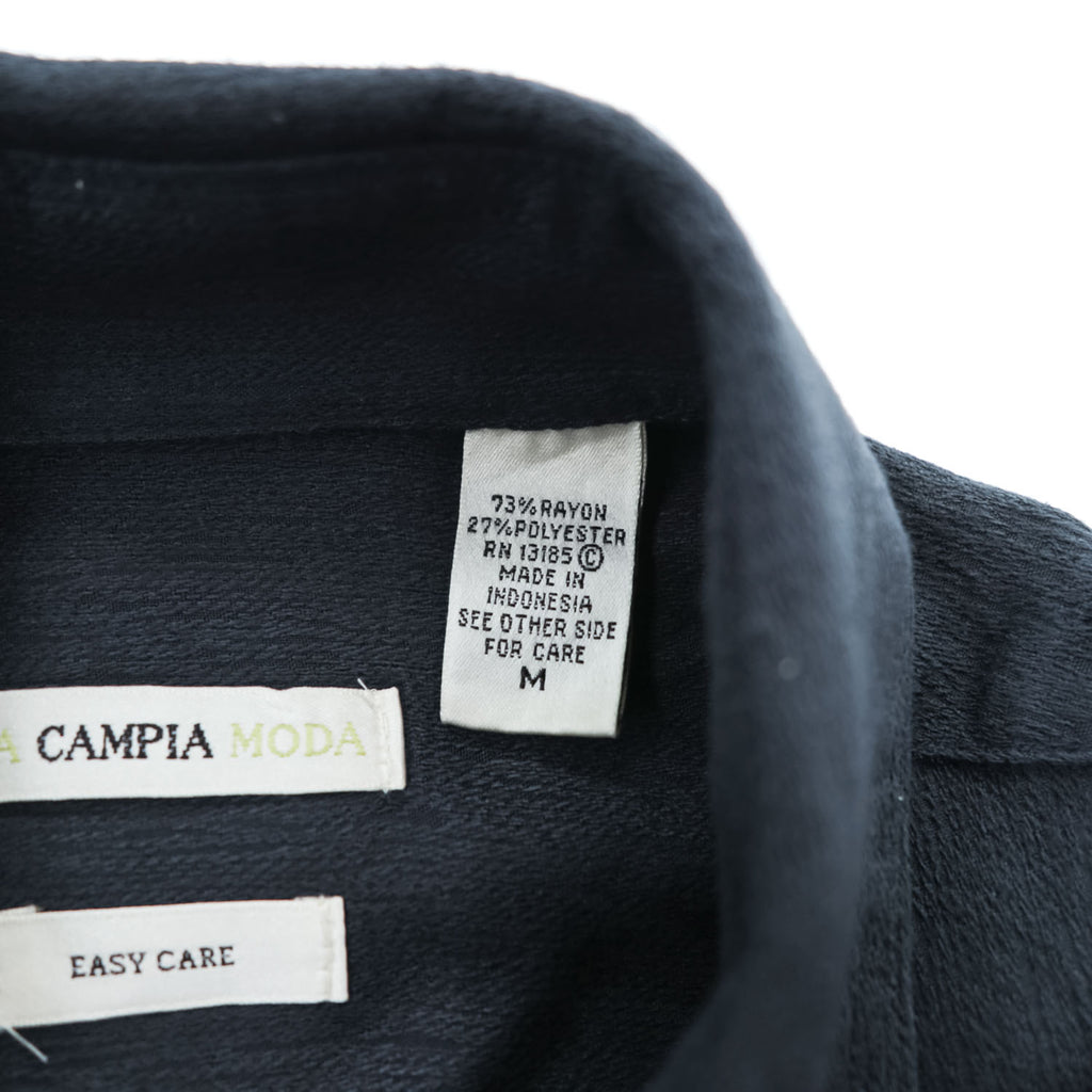 90年代 ヴィンテージ レーヨン 半袖シャツ MODA CAMPIA MODA M ブラック EASY CARE