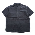 LINEA UOMO リネン100% 半袖シャツ XL ブラック 麻 ボックスシルエット 胸ポケット