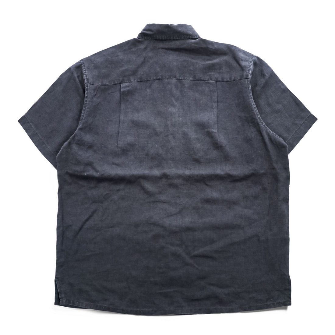 LINEA UOMO リネン100% 半袖シャツ XL ブラック 麻 ボックスシルエット 胸ポケット