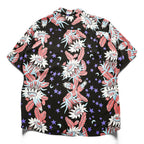Sun Surf SS33325 Night Blooming Cereus Rayon Hawaiian Aloha Shirt Black Stars Moon Floral Made in Japan M