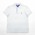 Vintage Lacoste Made in France White Purple Contrast Pique Polo Shirt Crocodile Logo French Lacoste