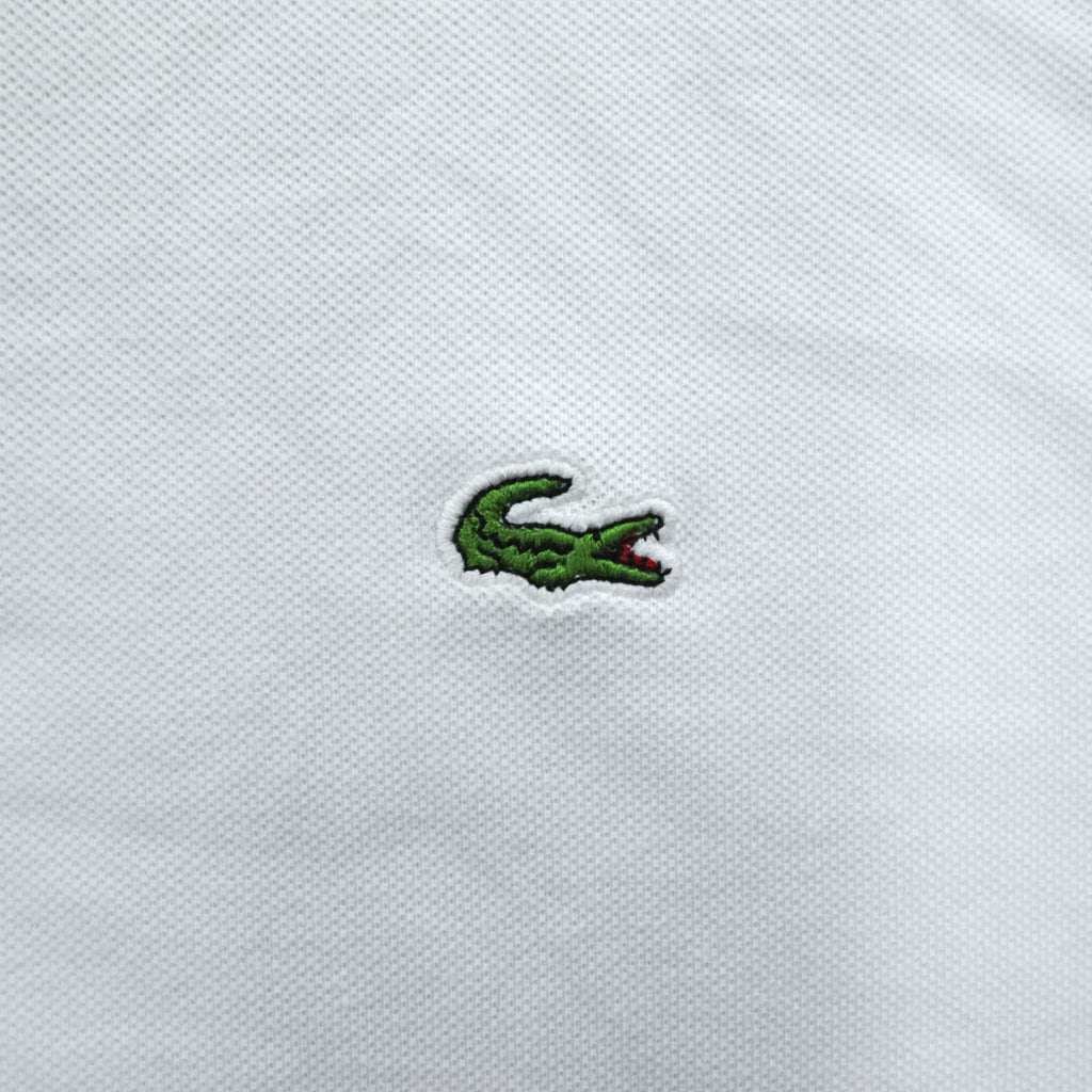 Vintage Lacoste Made in France White Purple Contrast Pique Polo Shirt Crocodile Logo French Lacoste