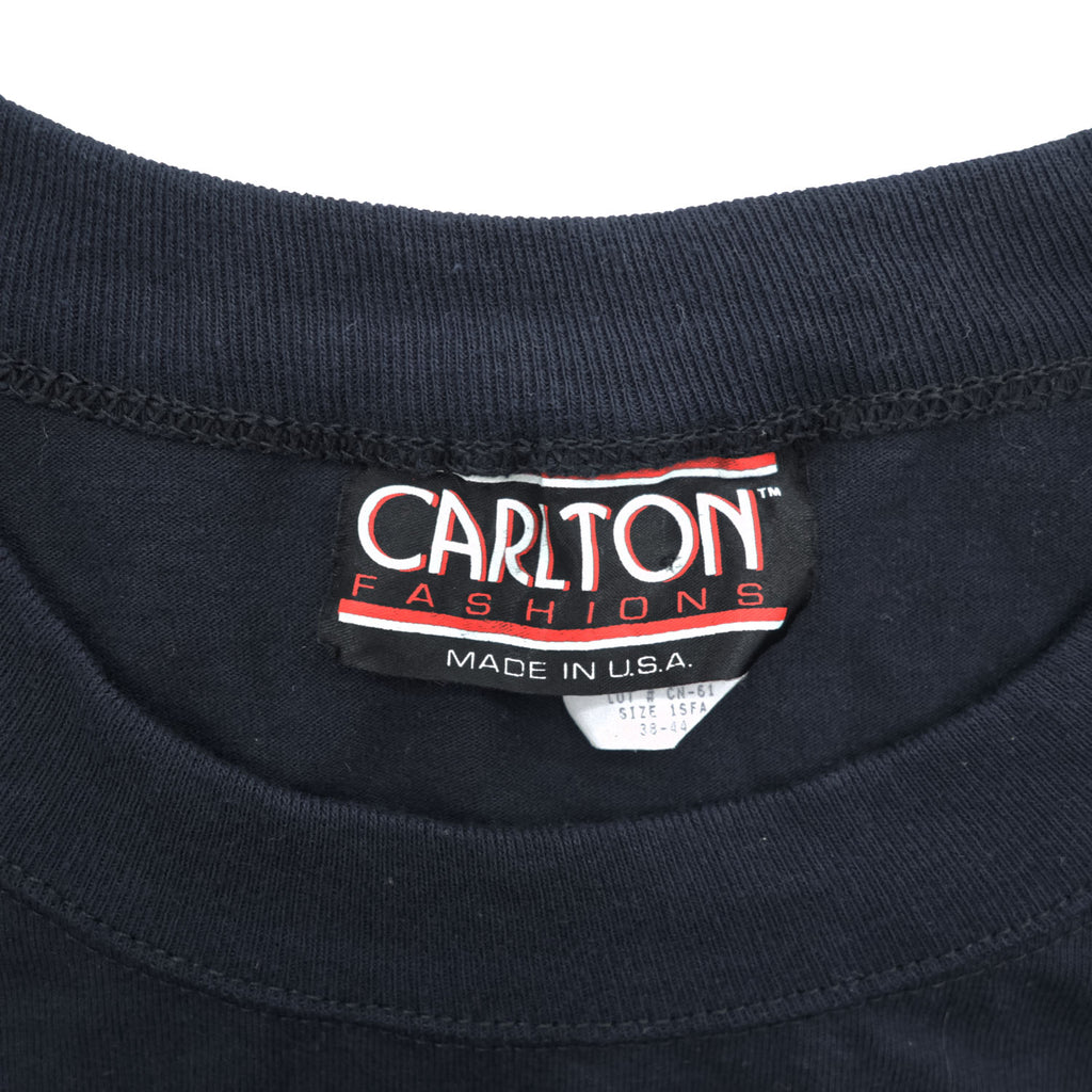 Vintage 80s 90s Carlton Fashions Short Sleeve Sweatshirt Black Made in USA 50/50 Cotton Poly XL