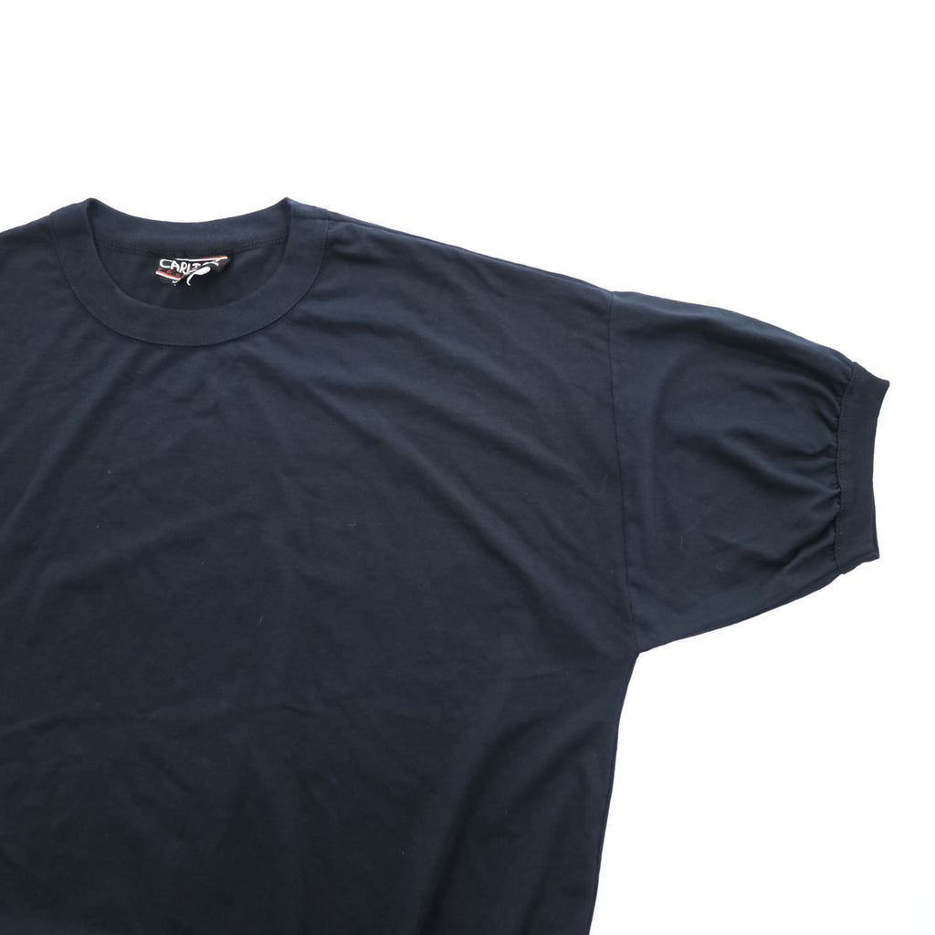 Vintage 80s 90s Carlton Fashions Short Sleeve Sweatshirt Black Made in USA 50/50 Cotton Poly XL