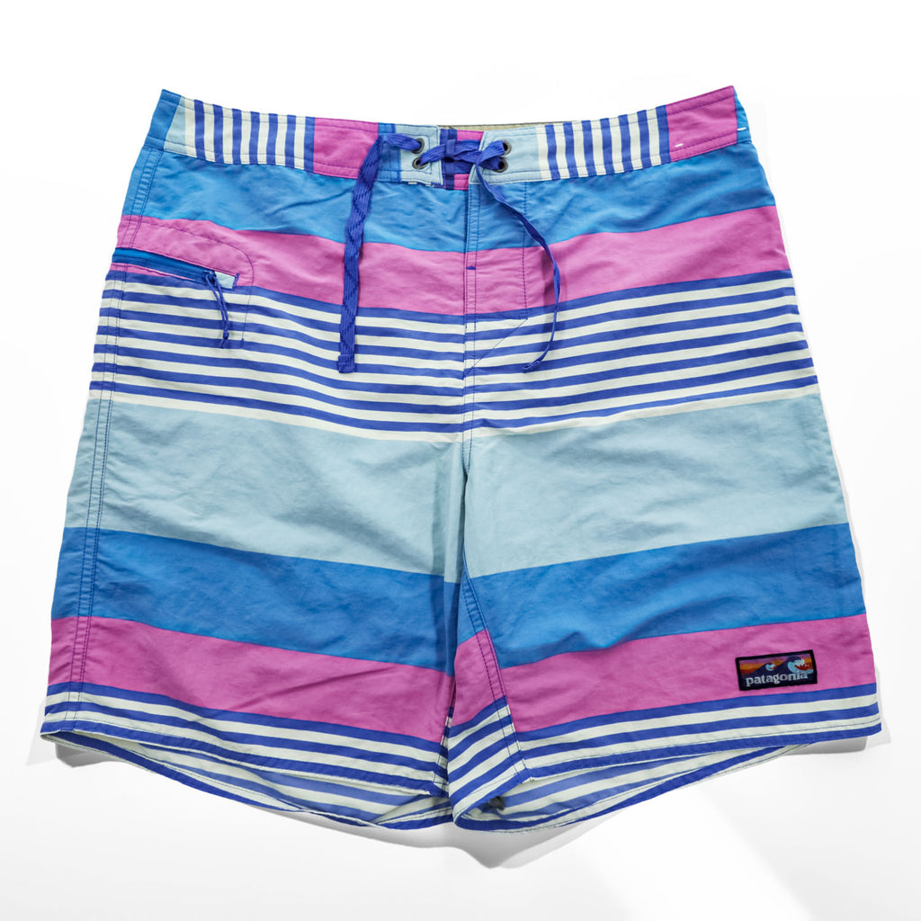 Patagonia Wavefarer Boardshorts 19in 86622 SP20 Fitz Stripe Joya Blue Recycled Nylon Surf Shorts