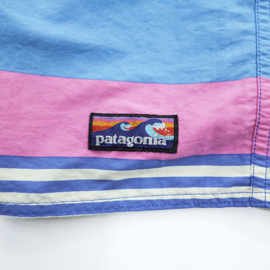 Patagonia Wavefarer Boardshorts 19in 86622 SP20 Fitz Stripe Joya Blue Recycled Nylon Surf Shorts