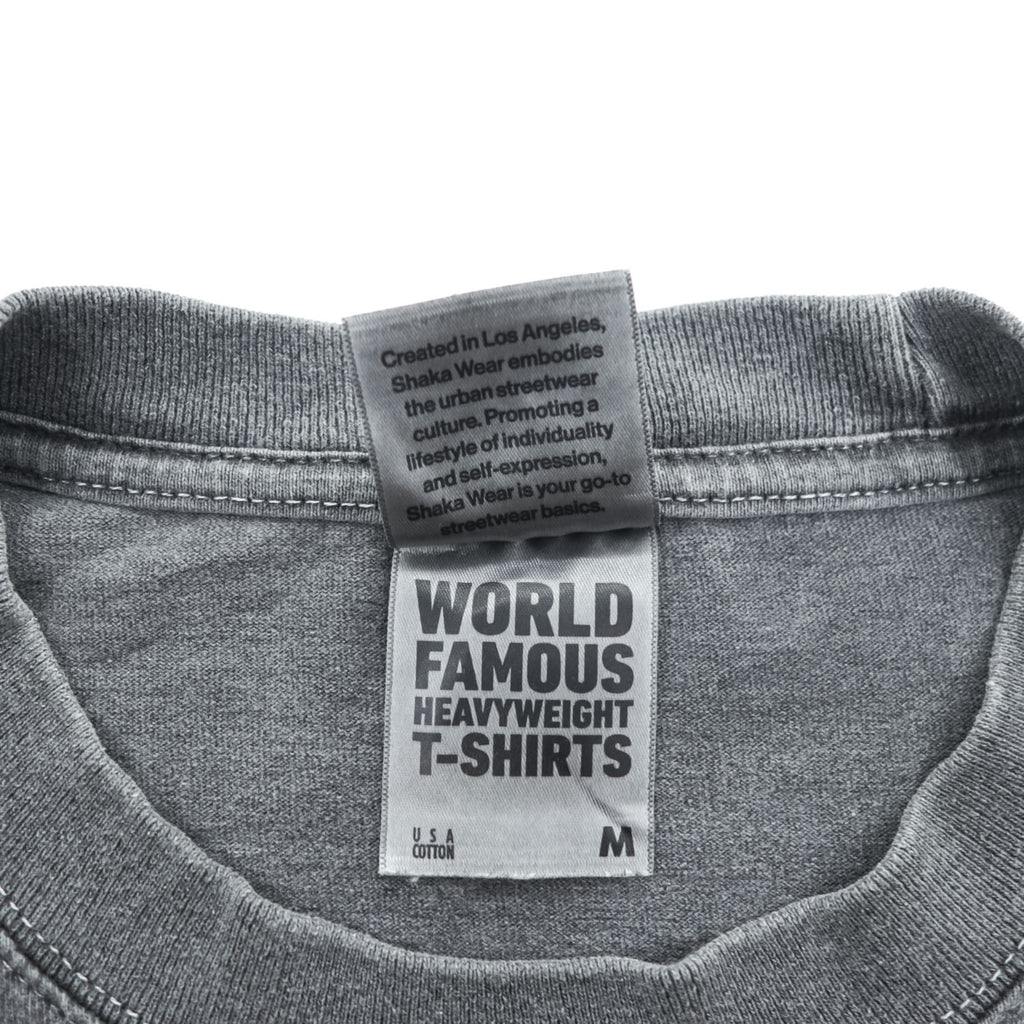 SHAKA Drop Shoulder Garment Dye T-Shirt M, Gray, Vintage Finish, Super Max Heavy Fade