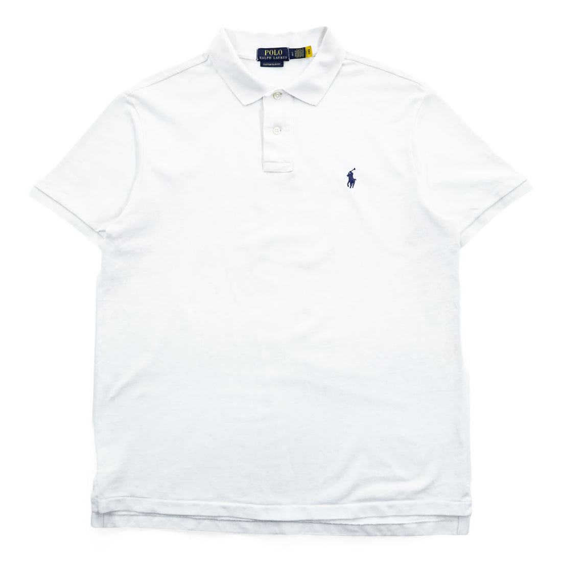 Polo Ralph Lauren Polo Shirt, Size L, White, Small Pony Logo Embroidery, Custom Slim Fit, Piqué Knit