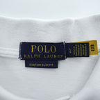 Polo Ralph Lauren Polo Shirt, Size L, White, Small Pony Logo Embroidery, Custom Slim Fit, Piqué Knit