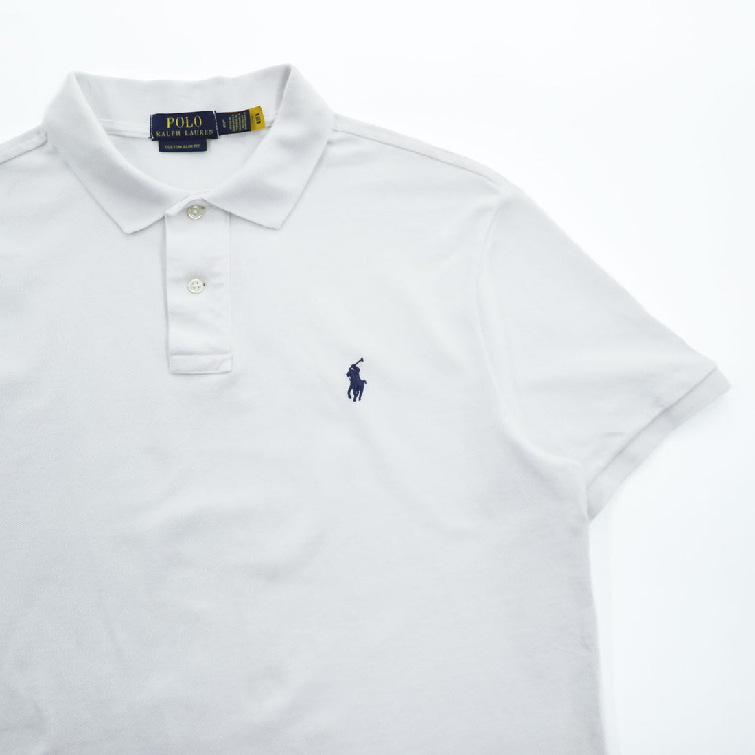 Polo Ralph Lauren Polo Shirt, Size L, White, Small Pony Logo Embroidery, Custom Slim Fit, Piqué Knit