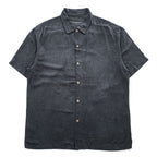 Tommy Bahama 100% Silk Black Tonal Floral Jacquard Short Sleeve Button Up Camp Shirt XL