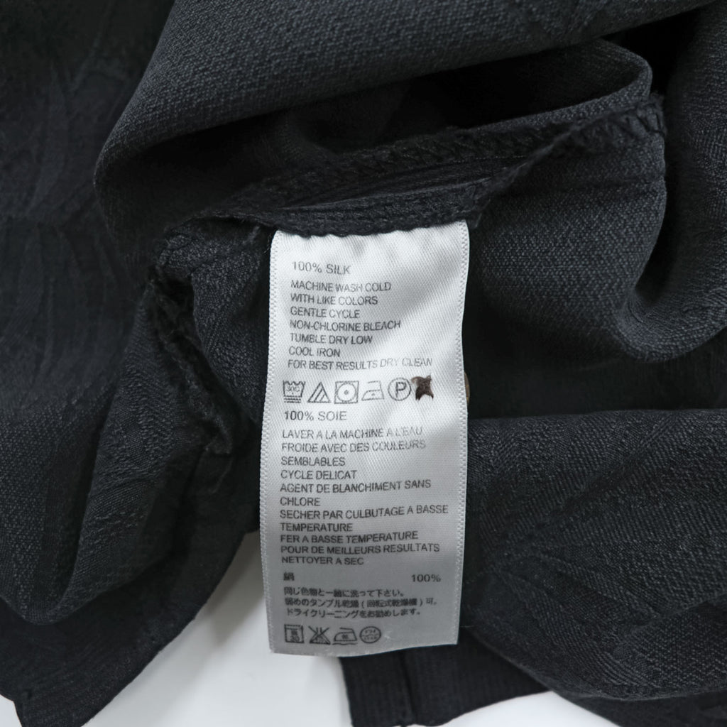 Tommy Bahama 100% Silk Black Tonal Floral Jacquard Short Sleeve Button Up Camp Shirt XL