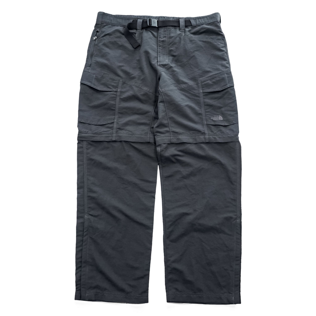 The North Face Paramount Convertible Hiking Cargo Pants Charcoal Gray Zip Off Nylon Belted Men’s L