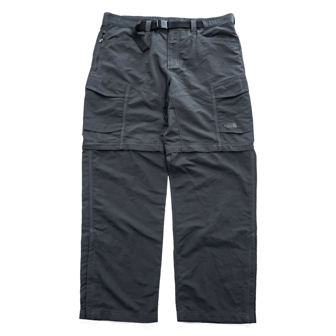The North Face Paramount Convertible Hiking Cargo Pants Charcoal Gray Zip Off Nylon Belted Men’s L