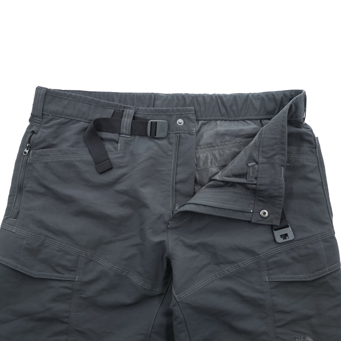The North Face Paramount Convertible Hiking Cargo Pants Charcoal Gray Zip Off Nylon Belted Men’s L