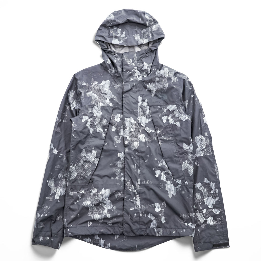 THE NORTH FACE マウンテンパーカー DRYVENT 防水 シェル レインジャケット XS グレー 総柄 ドローコード 透湿 NF00CG0P