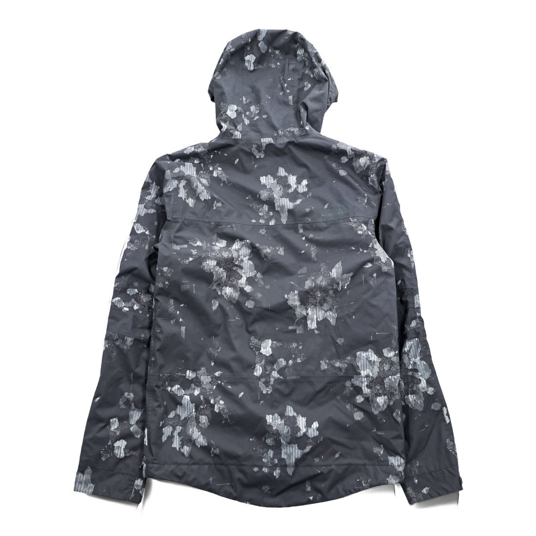 THE NORTH FACE マウンテンパーカー DRYVENT 防水 シェル レインジャケット XS グレー 総柄 ドローコード 透湿 NF00CG0P