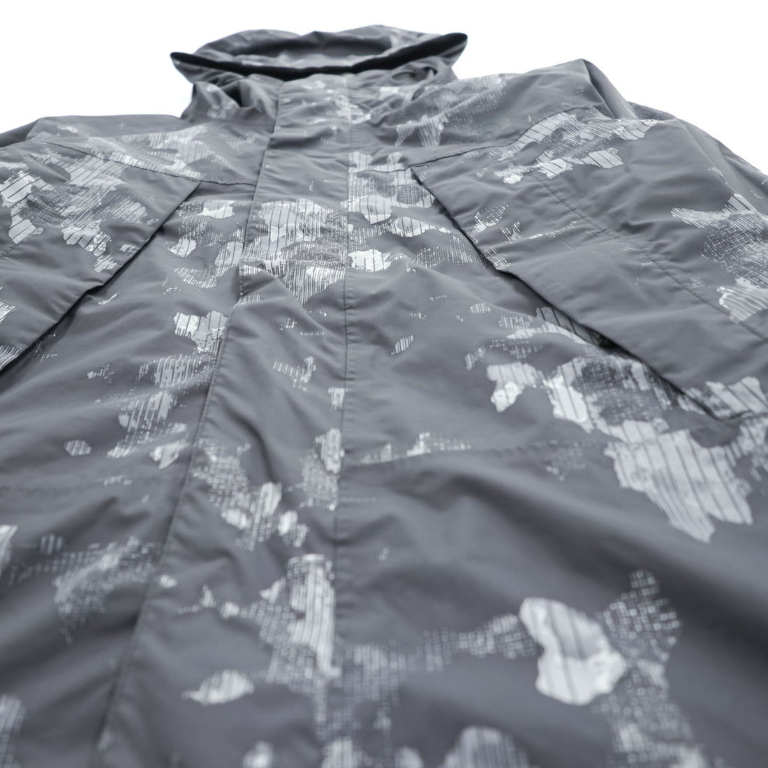 THE NORTH FACE マウンテンパーカー DRYVENT 防水 シェル レインジャケット XS グレー 総柄 ドローコード 透湿 NF00CG0P