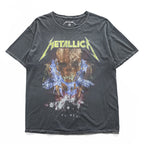 METALLICA メタリカ ロック バンド Tシャツ L グレー フェード Pushead パスヘッド Flaming Skull Flowers