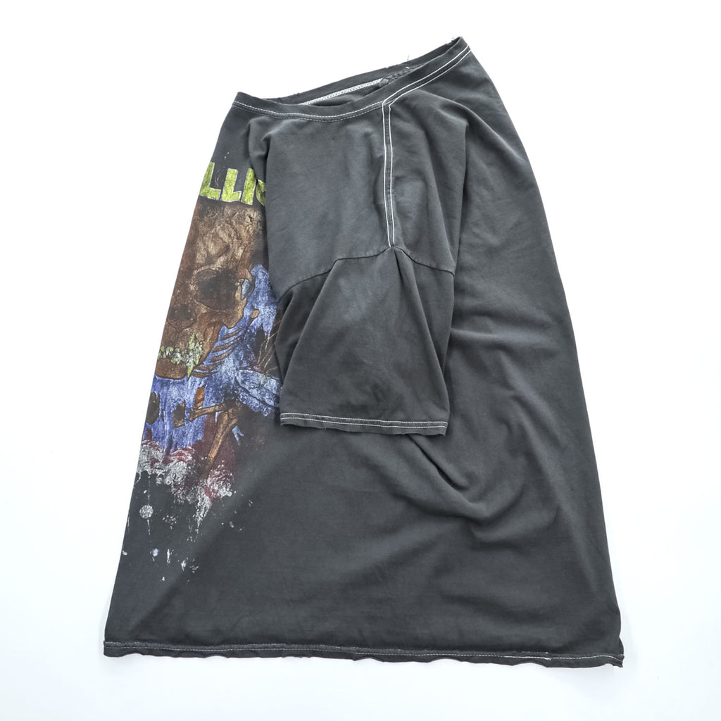 METALLICA メタリカ ロック バンド Tシャツ L グレー フェード Pushead パスヘッド Flaming Skull Flowers
