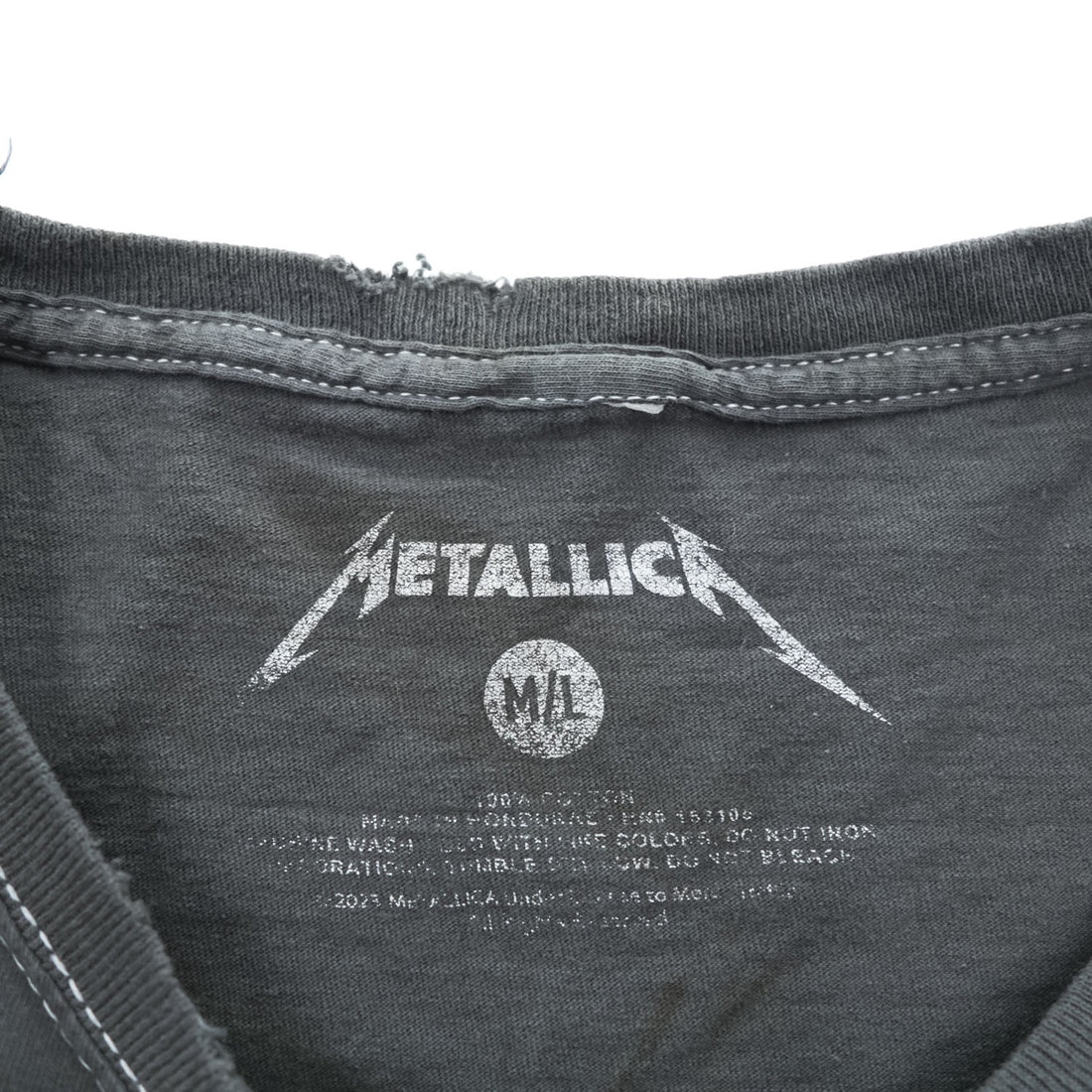 METALLICA メタリカ ロック バンド Tシャツ L グレー フェード Pushead パスヘッド Flaming Skull Flowers