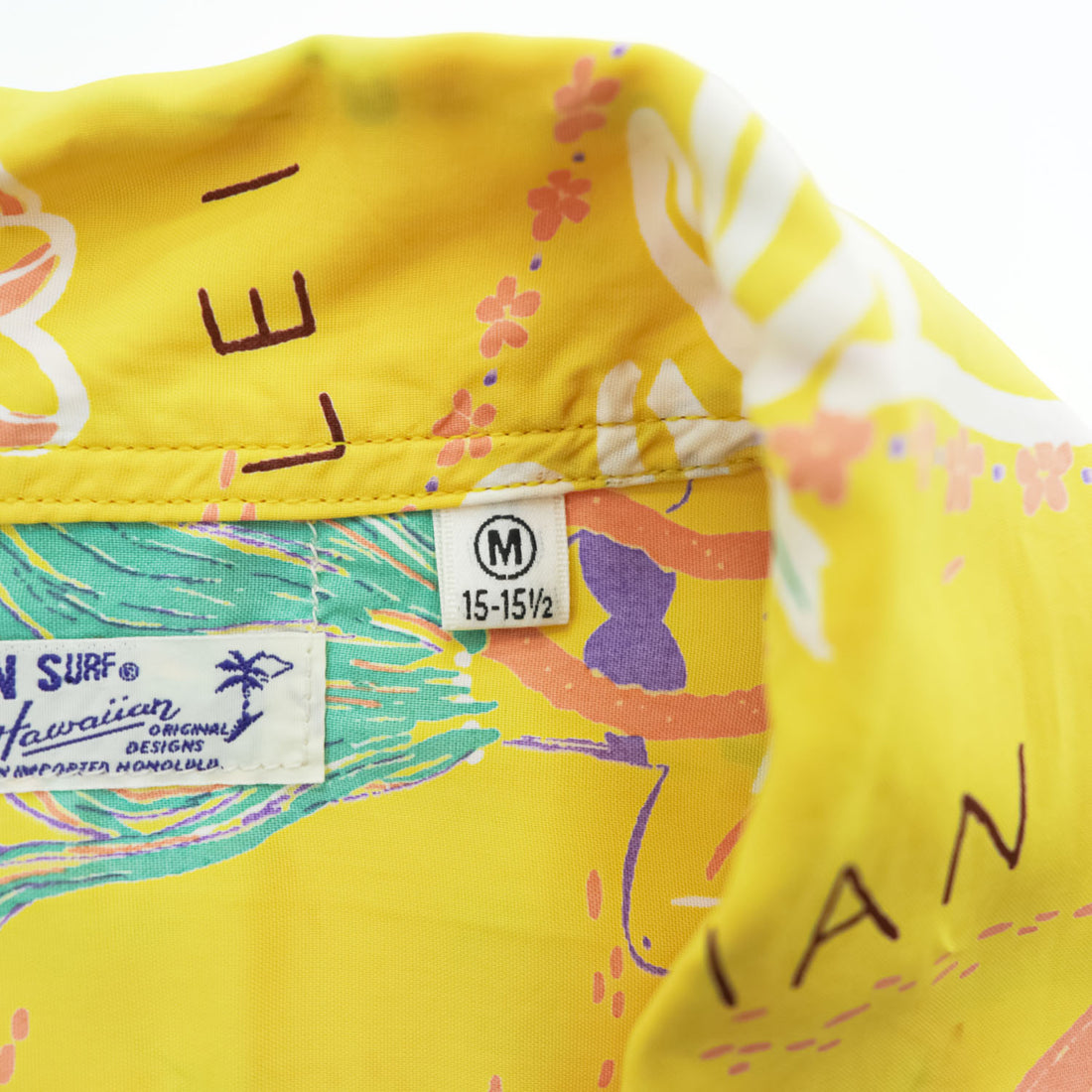 SUN SURF アロハシャツ 半袖 オープンカラーシャツ M イエロー 総柄 ハワイアン 開襟 レーヨン