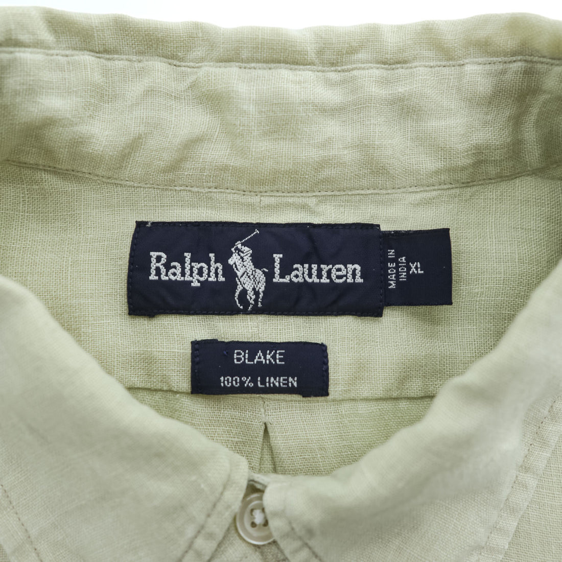 Ralph Lauren 90年代 ヴィンテージ BLAKE リネン100% 半袖シャツ XL ベージュ 麻 スモールポニー ロゴ 刺繍