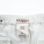 MERONA リネンレーヨン ワイドイージーパンツ XL ホワイト 麻 リゾートパンツ