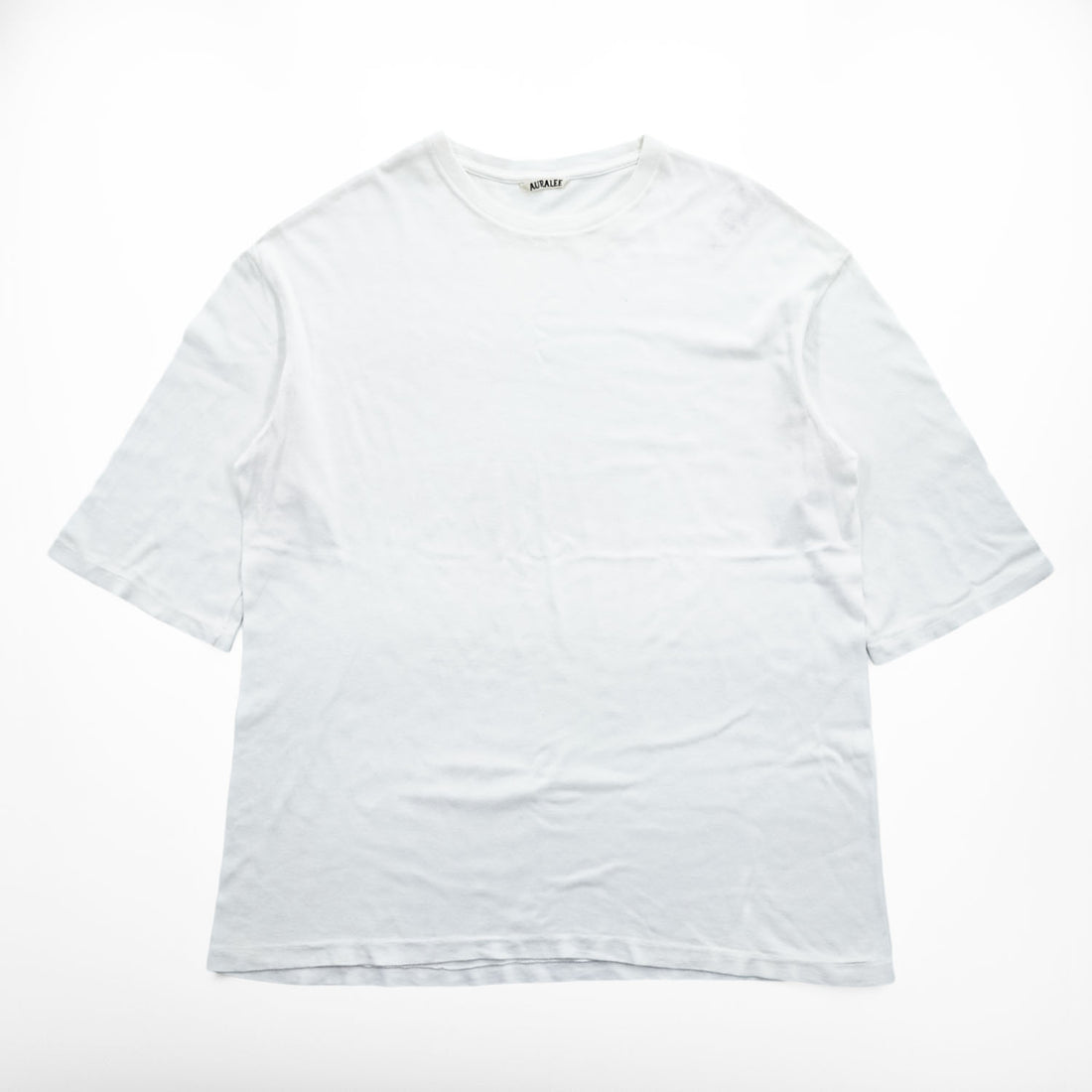 AURALEE 日本製 シームレス 五分袖 Tシャツ SEAMLESS CREW NECK HALF SLEEVE TEE 4 ホワイト A7ST03ST
