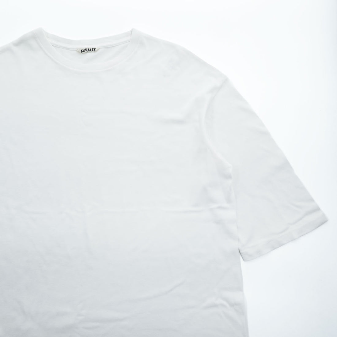 AURALEE 日本製 シームレス 五分袖 Tシャツ SEAMLESS CREW NECK HALF SLEEVE TEE 4 ホワイト A7ST03ST