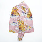 SUN SURF 長袖 アロハシャツ L ピンク 総柄 PIKAKE 開襟 オープンカラー 孔雀 ちりめん SS29204 日本製