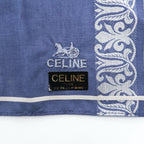CELINE 大判ハンカチ スカーフ ネイビー 総柄 ストライプ 未使用品 日本製