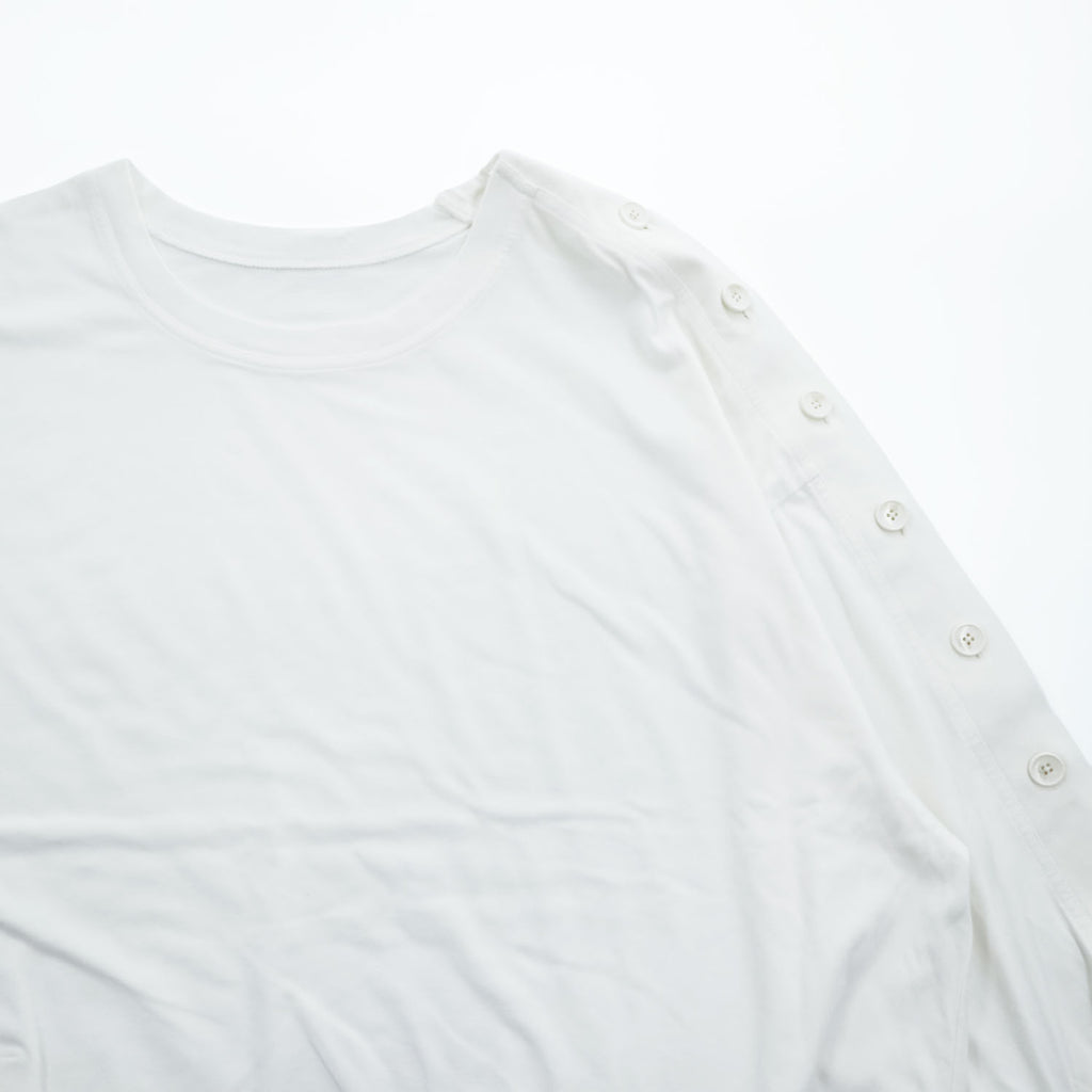 Ground Y (Yohji Yamamoto) サイドボタン 長袖カットソー リブ袖 スウェット ホワイト GI-T10-040 日本製