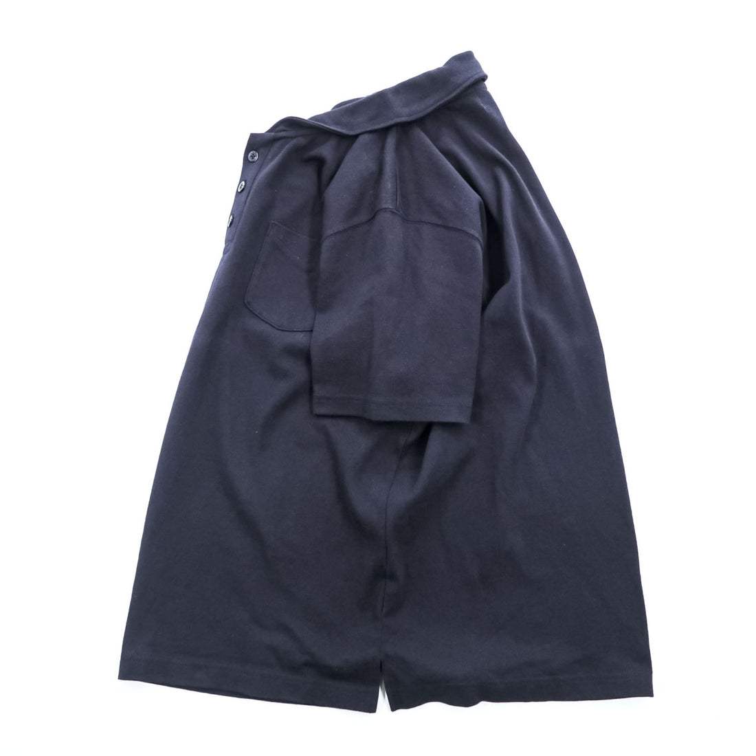 BURGUS PLUS 日本製 ショールカラー ポロシャツ M ネイビー Shawl Collar Polo Shirt ヘチマ襟 アンカーボタン マリン HINOYA HBP-011