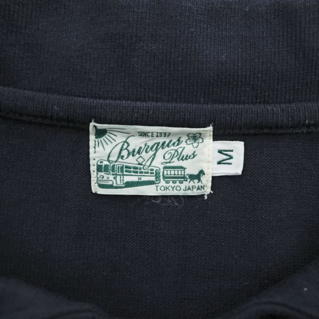 BURGUS PLUS 日本製 ショールカラー ポロシャツ M ネイビー Shawl Collar Polo Shirt ヘチマ襟 アンカーボタン マリン HINOYA HBP-011