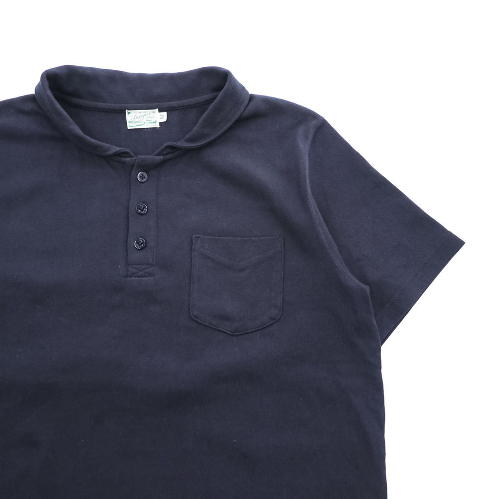 BURGUS PLUS 日本製 ショールカラー ポロシャツ M ネイビー Shawl Collar Polo Shirt ヘチマ襟 アンカーボタン マリン HINOYA HBP-011