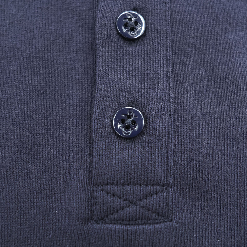 BURGUS PLUS 日本製 ショールカラー ポロシャツ M ネイビー Shawl Collar Polo Shirt ヘチマ襟 アンカーボタン マリン HINOYA HBP-011
