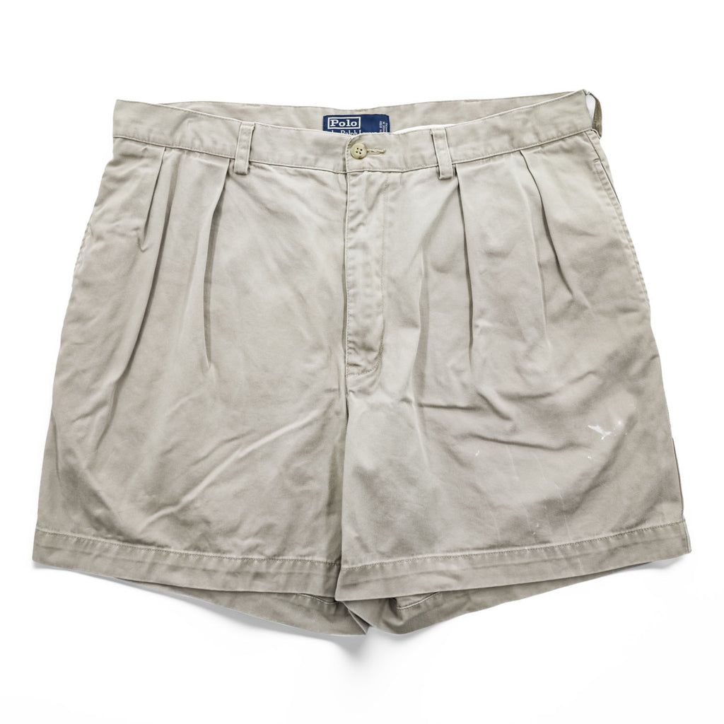 Polo Ralph Lauren 90年代 ヴィンテージ プリーツショーツ ANDREW SHORT ポロチノ ショートパンツ ハーフパンツ L ベージュ 2タック