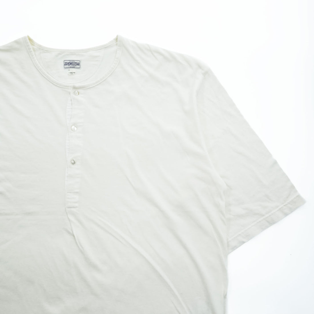 J.S HOMESTEAD ( JOURNAL STANDARD ) 日本製 ヘンリーネック ルーズシルエット ネップ Tシャツ M ホワイト UNION MADE 21-071-470-1570-2-0