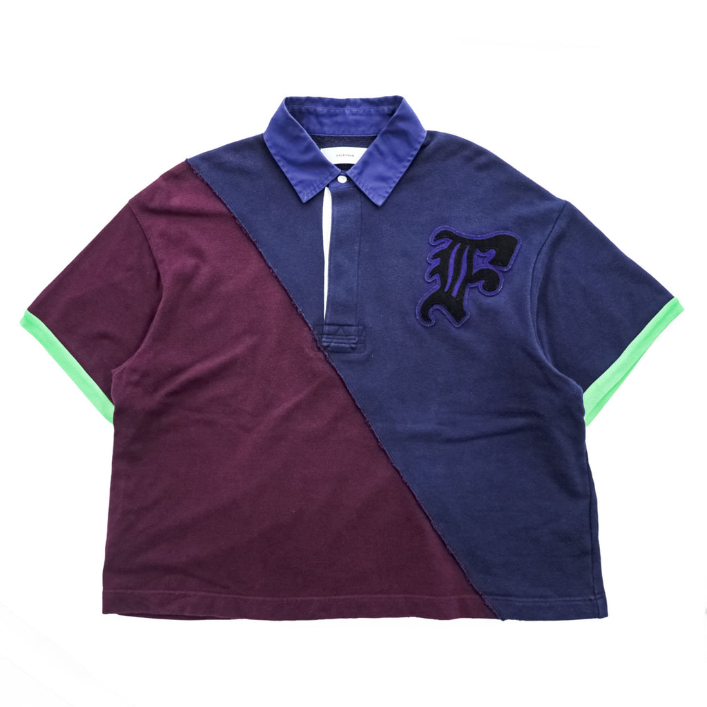 FACETASM 日本製 BEAMS別注 ワイド 切替 ポロシャツ SWITCHED POLO SHIRT L ネイビー ワッペン RBS-TEE-M01