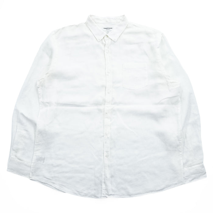 COUNTRY ROAD アイリッシュリネン 長袖シャツ XXL ホワイト 麻 ビッグサイズ REGULAR FIT ボタンダウン