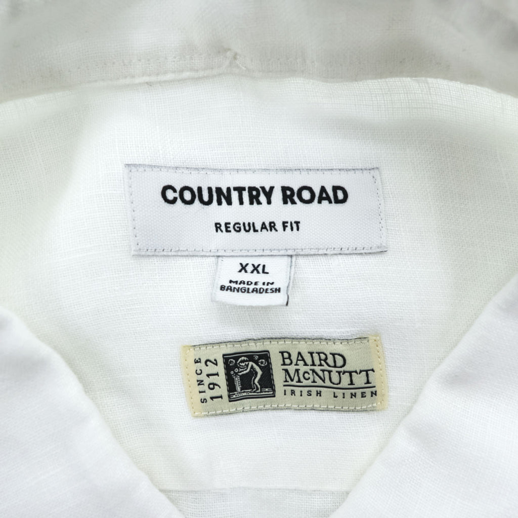 COUNTRY ROAD アイリッシュリネン 長袖シャツ XXL ホワイト 麻 ビッグサイズ REGULAR FIT ボタンダウン