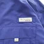 Columbia バハマII フィッシングシャツ ナイロン 長袖シャツ L ネイビー メッシュ BAHAMA 2 PFG フィッシング OMNI-SHADE UPF50 ボタンダウン FM7048