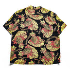 SUN SURF 日本製 アロハシャツ 半袖 オープンカラーシャツ XL ブラック 総柄 THE PINEAPPLE ISLAND 1940's KIHIKIHI SPORTSWEAR 開襟 SS39015