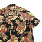 SUN SURF 日本製 アロハシャツ 半袖 オープンカラーシャツ XL ブラック 総柄 THE PINEAPPLE ISLAND 1940's KIHIKIHI SPORTSWEAR 開襟 SS39015