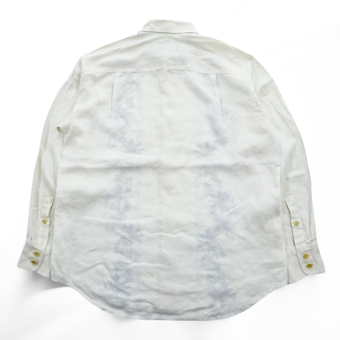 Tommy Bahama リネン100% 長袖 アロハシャツ L ホワイト ブルー 刺繍 パームツリー