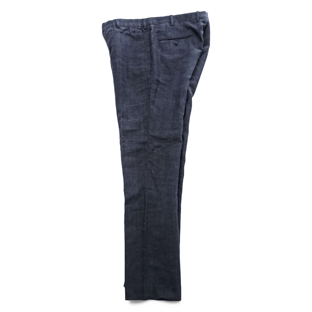 JEREM BLACK COLLECTION リネン スラックス サマー スーツ ドレスパンツ M ダークネイビー 麻 インディゴ