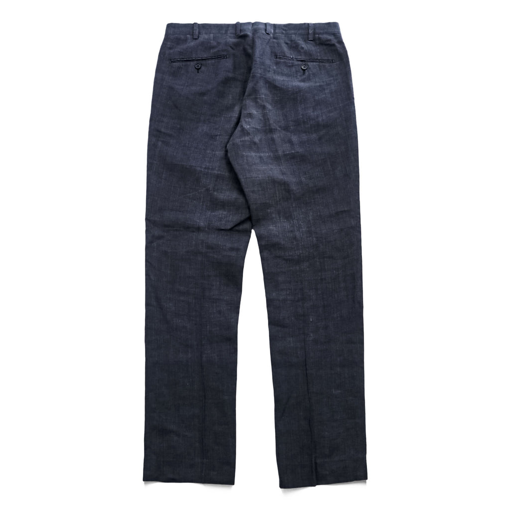 JEREM BLACK COLLECTION リネン スラックス サマー スーツ ドレスパンツ M ダークネイビー 麻 インディゴ