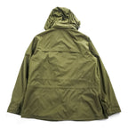 Eddie Bauer マウンテンパーカー レインジャケット L グリーン 防水 ドローコード フード着脱式 ダブルジップ WEATHER EDGE 102