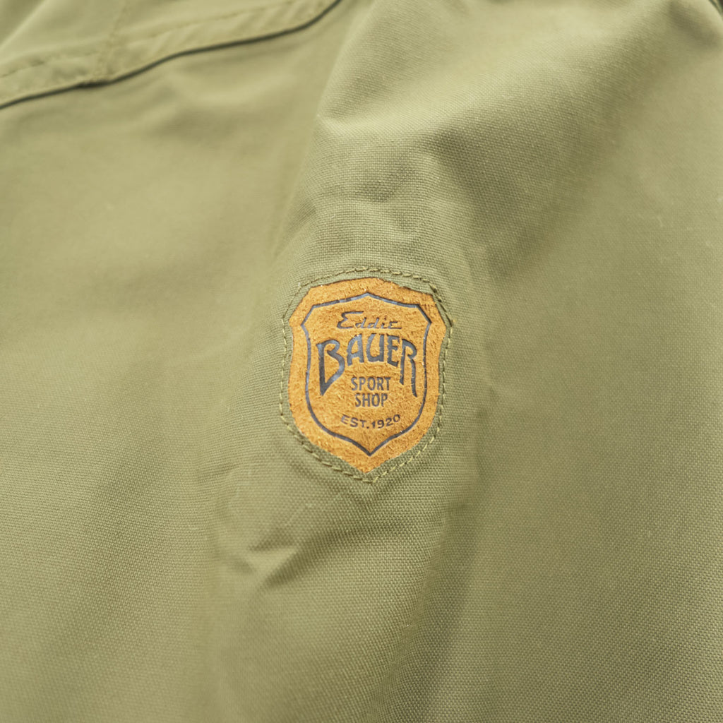 Eddie Bauer マウンテンパーカー レインジャケット L グリーン 防水 ドローコード フード着脱式 ダブルジップ WEATHER EDGE 102